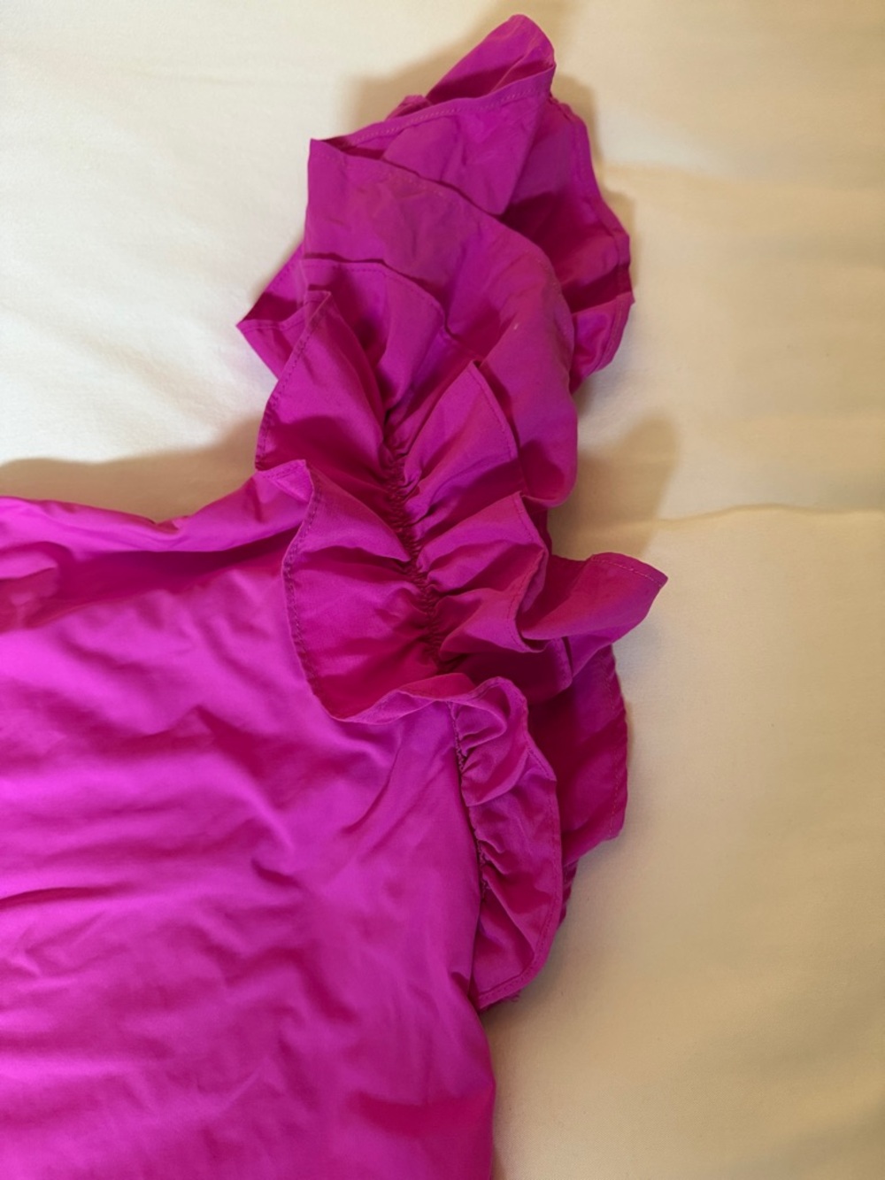 Zara Fuchsia One-Shoulder Ruffle Swimsuit - Picture 2 of 4